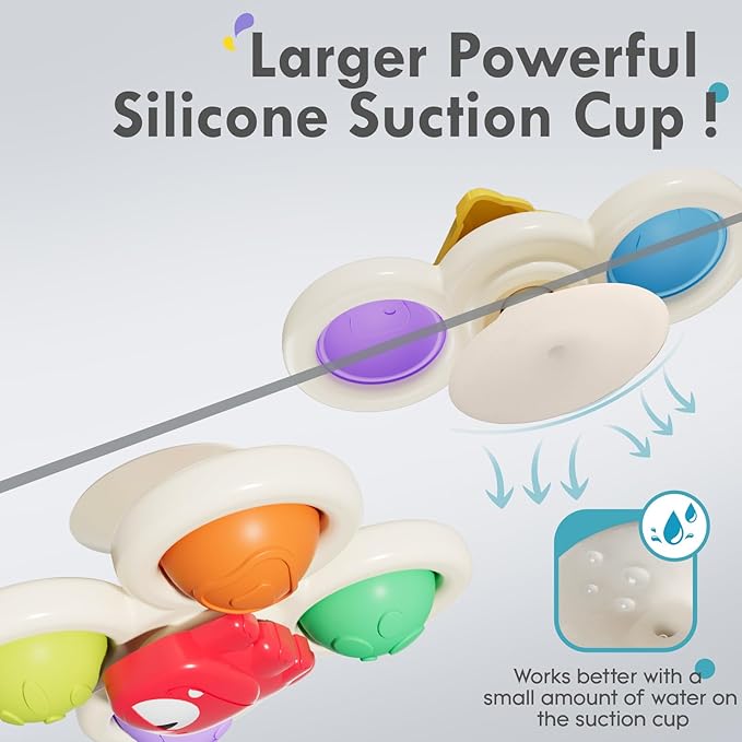 ALASOU 3PCS Pop Suction Cup Spinner Toys for 1 Year Old Boy Girl|Novelty Spinning Tops Toddler Toys Age 1-2|Sensory Baby Bath Toy for Toddlers 1-3|12 18 Months Boy Birthday Gift for Infant-CubbioJoy