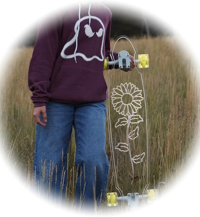 Clear Longboard Skateboard - Transparent Acrylic Long Boards with Light-Up LED Wheels for Smooth Rides - Ride The Streets in Style with Longboard Built for Beginners & Pros Alike-CubbioJoy