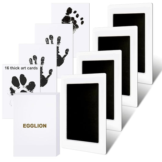4-Pack Inkless Baby Hand and Footprint Kit with Mess-Free Ink Pad – Baby Safe Ink Pad for Hand, Foot & Paw Prints – Newborn Footprint & Paw Print Kit for Dogs and Cats – 16 Cards(Jet Black, L)-CubbioJoy