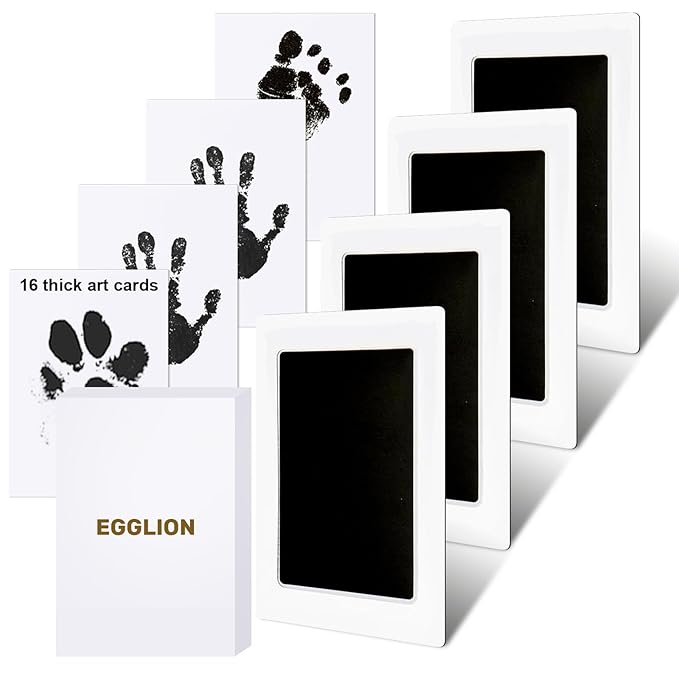 4 Pack Inkless Baby Hand and Footprint Kit – Mess Free Clean Touch Ink Pad for Baby Handprints & Footprints, Newborn Keepsake, Safe Pet Paw Print Ink Pad, No Mess Baby Footprint Kit-CubbioJoy