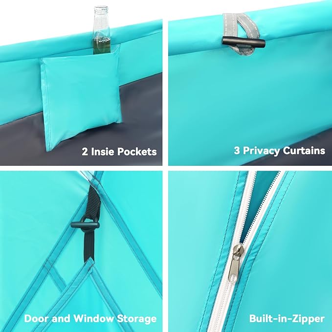 Beach Tent, Portable Sun Shelter for 2/3/4/6-8 Person with UPF 50+ UV Protection, Easy Setup Waterproof Beach Shade Canopy Cabana for Family Outdoor and Picnics, Fishing with Carrying Bag-CubbioJoy