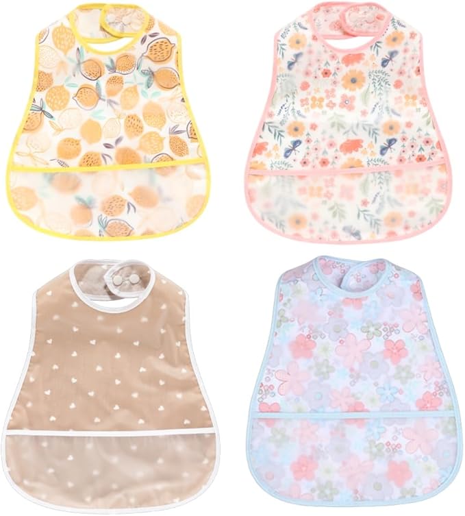 Baby bibs Waterproof Toddler bib - Feeding bib with Pocket for Infant Boy Girl Washable 6-36M-CubbioJoy