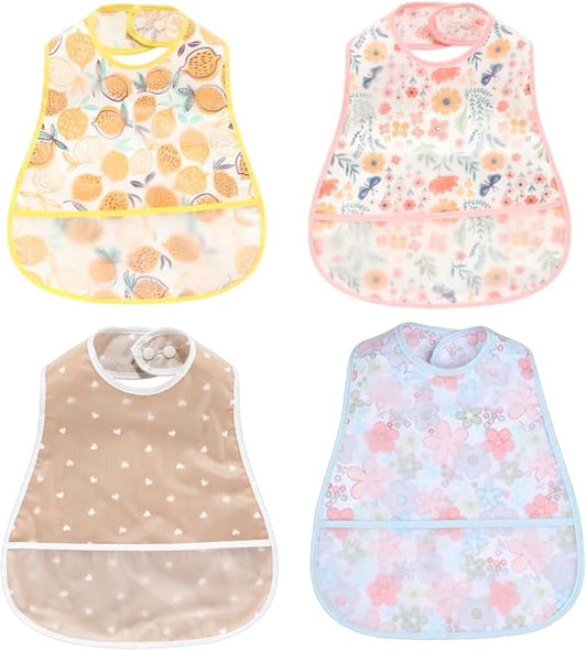 Baby bibs Waterproof Toddler bib - Feeding bib with Pocket for Infant Boy Girl Washable 6-36M-CubbioJoy