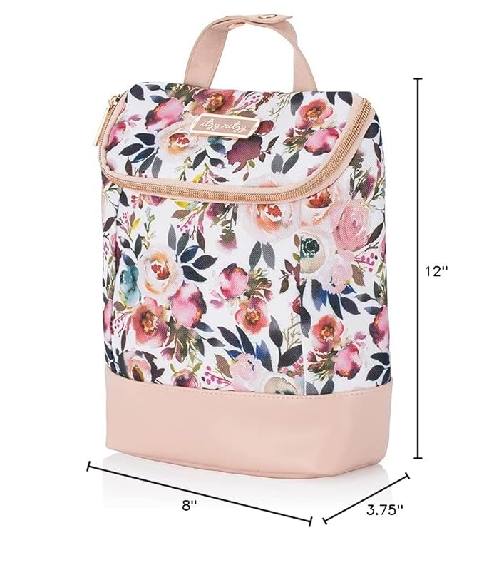 Itzy Ritzy Insulated Bottle Bag – Keeps Bottles Warm or Cool - Holds 3 Bottles & Features Interior Pocket for Ice Pack (Not Included), Blush Floral-CubbioJoy