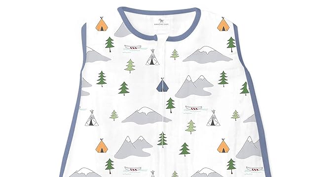 Amazing Baby Cotton Muslin Sleeping Sack, For Baby Boy or Girl, Wearable Blanket with 2-way Zipper, Outdoor Adventure, Denim, Large (12-18 Month)-CubbioJoy