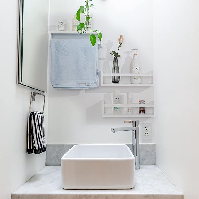 AZSKY Floating Bookshelf for Kids Room White Nursery Shelves Picture Ledge Wall Shelves for Bathroom Decor Kitchen Spice Rack Book Shelf Photo Organizer for Baby Nursery Décor 16 Inch Set of 3-CubbioJoy