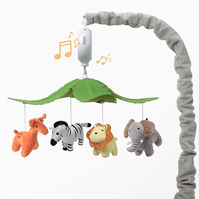 Baby Crib Mobile - Jungle Animal Mobile for Crib Nursery Musical Mobile Gender Neutral for Boys and Girls with 12 Lullabies Ceiling Mobile Presents for Newborn-CubbioJoy