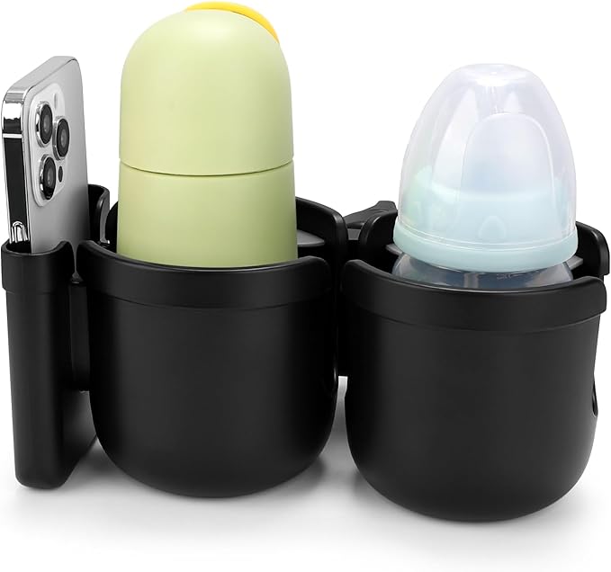 Accmor Stroller Cup Holder with Phone Holder, Bike Cup Holder, Universal Cup Holder for Uppababy Nuna Doona Strollers, 2-in-1 Cup Phone Holder for Stroller, Bike, Wheelchair, Walker, Scooter-CubbioJoy