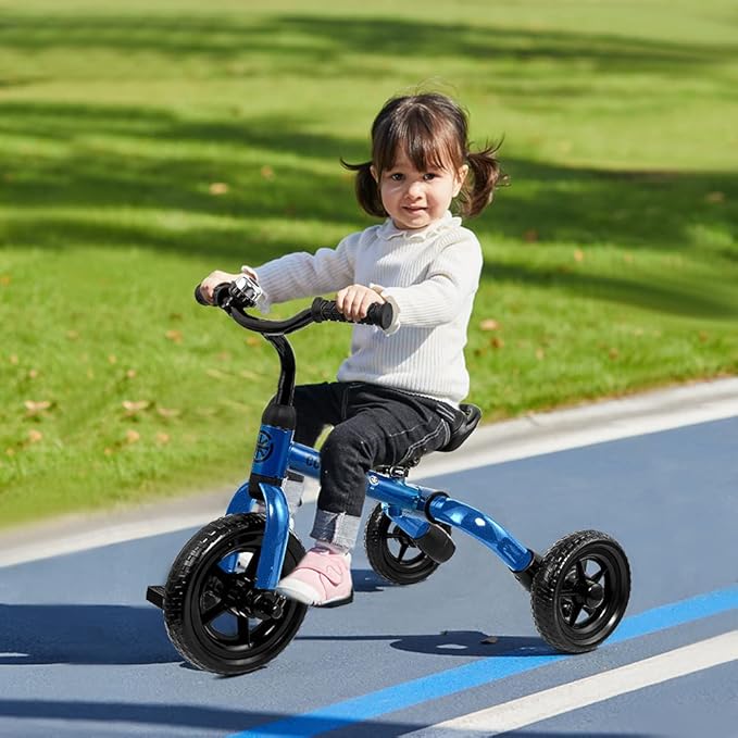 Ancaixin 3 in 1 Toddler Tricycles for 2-5 Years Old Boys and Girls with Detachable Pedal and Bell, Foldable Baby Balance Bike Riding Toys for 2+ Kids, Child Birthday Christmas New Year Gift Blue-CubbioJoy