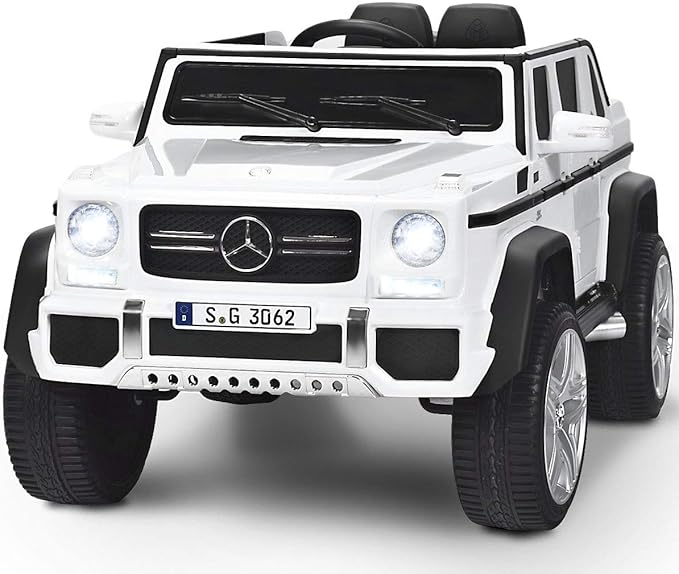 Costzon Ride on Car, Licensed Mercedes-Benz Maybach, 12V Battery Powered Vehicle Toy w/ 2 Motors, Remote Control, 3 Speeds, Lights, Horn, Music, Aux, Storage, Truck, Electric Car for Kids (White)-CubbioJoy