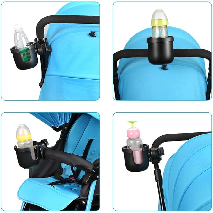 Accmor Stroller Cup Holder, Universal Cup Holder, Bike Cup Holder, 360° Rotatable Large Caliber Drinks Holder for Stroller, Bike, Wheelchair, Walker, Black, 2 Pack-CubbioJoy