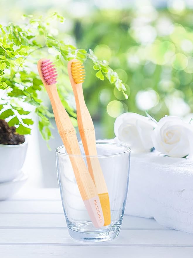Bamboo Kids Toothbrushes (6 Pack) - Soft Bristle Organic Compostable BPA Free Toothbrush for Kids Toddler Baby Tooth Brush, Eco Friendly Natural Biodegradable Wooden Toothbrush-CubbioJoy