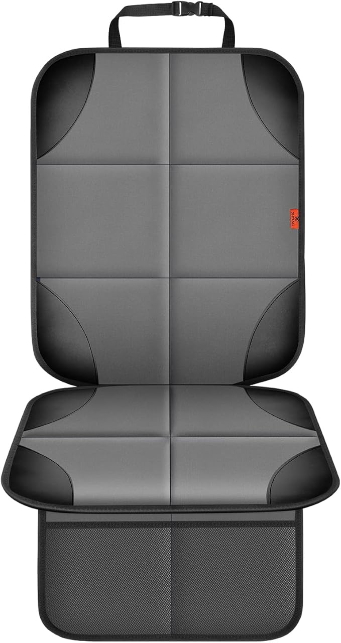 Car Seat Protector 1 Pack Car Seat Cushion Mat Thickest Padding,Waterproof 600D Fabric Car Seat Covers for Non-Slip Backing Mesh Pockets for Baby and Pet (Gray, 1 Pack)-CubbioJoy