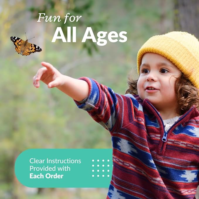 Clearwater Butterfly Live Painted Lady Butterflies - Butterfly Growing Kit with Live Caterpillars - Mesh Cage Included - Butterfly Habitat - 10 Live Caterpillars to Butterflies - Live Butterfly Kit-CubbioJoy