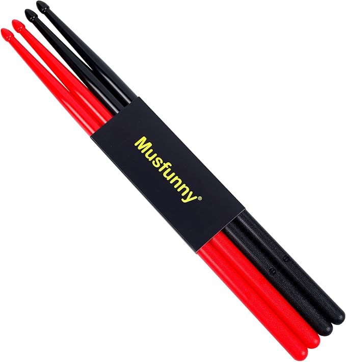 5A Nylon Drumsticks for Kids Adults: Light Durable Drum Sticks Black Red with Anti-Slip Handles for Electronic Drums Exercise Percussion Accessories (2 Pairs)-CubbioJoy