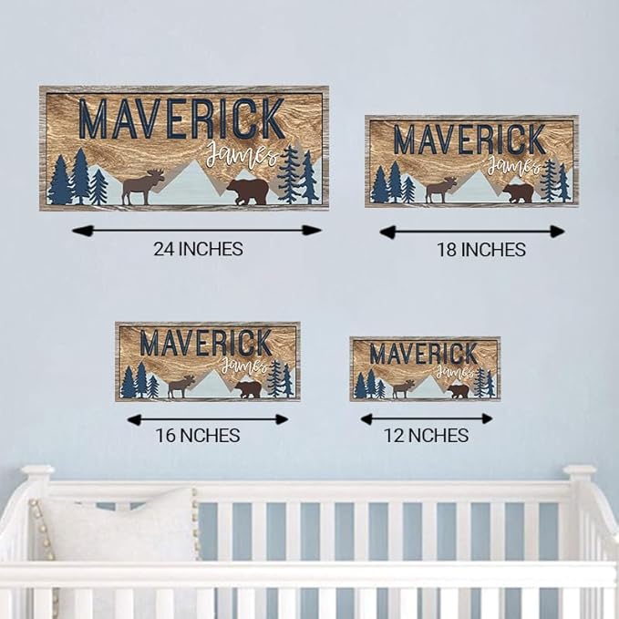 Custom Woodland Nursery Decor - Baby Name Sign for Boys, Kids Room Decor - Wooden Name Sign Gift-CubbioJoy