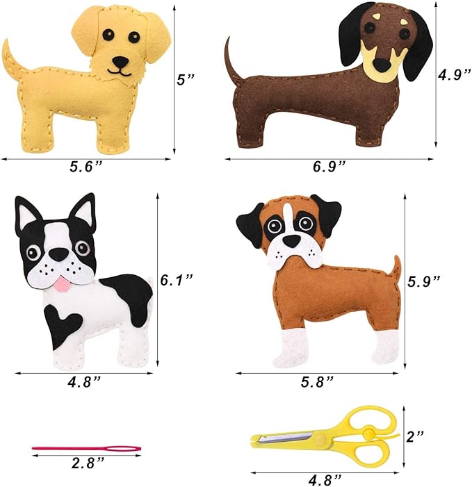 CiyvoLyeen Puppy Craft Kit Kids DIY Crafting and Sewing Set Dog Stuffed Animal Felt Plushie for Girls and Boys Educational Beginners Sewing Set Sewing Kits for Kids Age 8 9 10 11 12-CubbioJoy