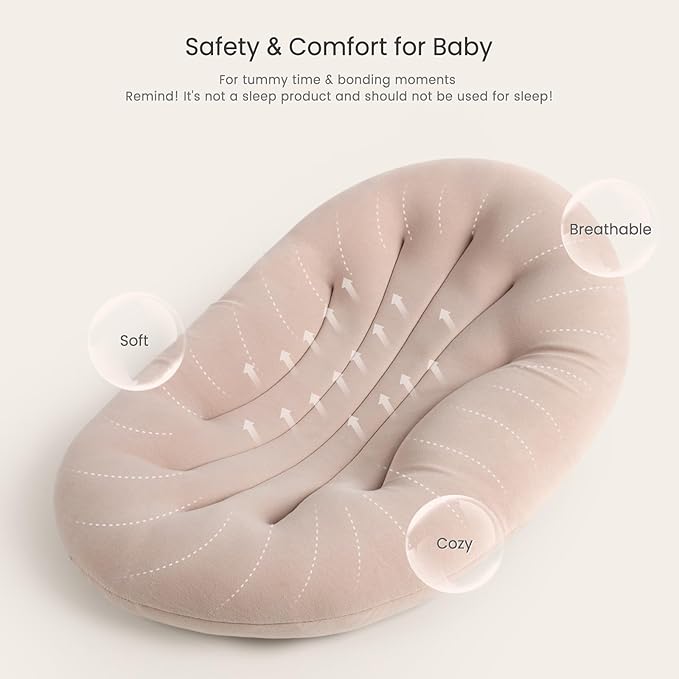 Baby Lounger for Newborn: Portable & Lightweight Pillow for Tummy Time Playtime & Diaper Changes - Skin-Friendly & Breathable for 0-12 Month Supervised Use-CubbioJoy