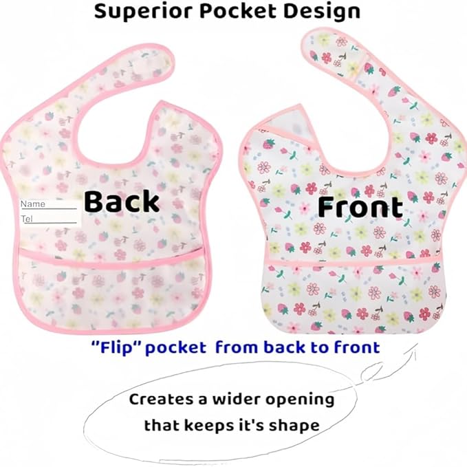 Baby bibs Waterproof Toddler bib - Feeding bib with Pocket for Infant Boy Girl Washable 6-36M-CubbioJoy