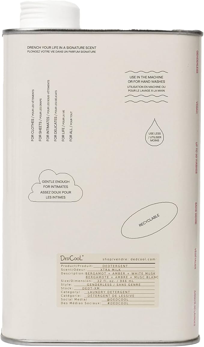 DedCool Liquid Laundry Dedtergent | Xtra Milk | Luxurious Fragrance Detergent | Removes Stains | Infused with Natural Essential Oils | Non-Toxic | 60 Washes | 32 fl oz-CubbioJoy