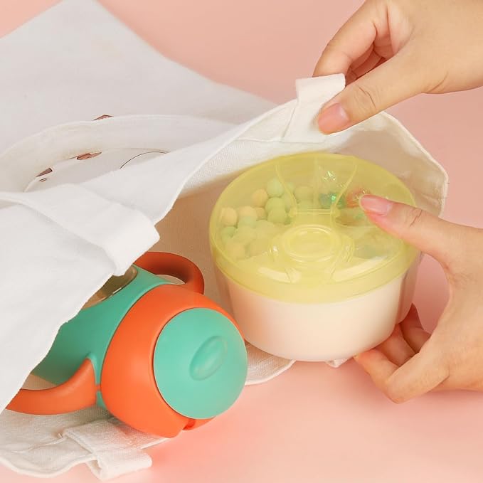 Accmor Baby Formula Dispenser On The Go, Formula Container to Go, Non-Spill Rotating Three-Compartment Formula Dispenser and Snack Storage Container for Infant Toddler Traveling-CubbioJoy