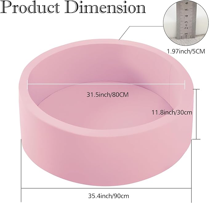 Ball Pit for Toddlers, 35.4"x 11.8" Foam Ball Pits, Indoor Soft Round Baby Playpen for Children, Ideal Gift for Toddlers, Pink, (Balls not Included)-CubbioJoy