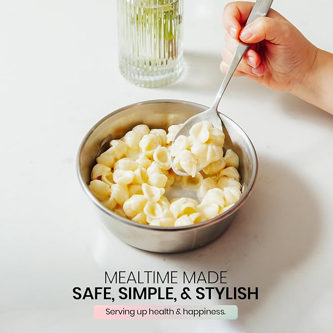 Children's Stainless Steel Bowl Set | Set of 4 bowls | 304 18/8 Stainless Steel |10 ounces | Matte Finish | Toxin Free | 100% BPA Free | Dishwasher Safe-CubbioJoy