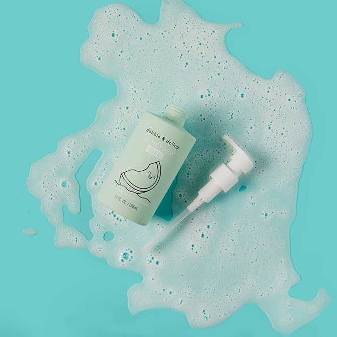 Dabble & Dollop Honeydew Melon Body Wash & Shampoo – 3-in-1 Natural Bubble Bath for Kids, Made in USA, No Parabens or Sulfates, Vegan, Gluten-Free, Tear-Free (10oz, Pack of 2)-CubbioJoy