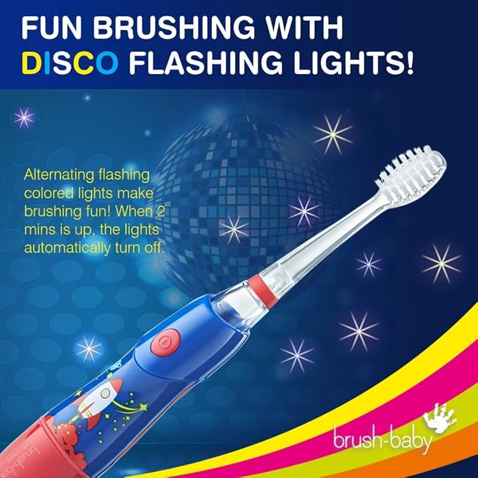 B07YVKSLHYBrush‑Baby - KidzSonic Rocket Kids Electric Toothbrush for Ages 3+ with Disco LED Lights, Gentle Sonic Vibrations, 2-Minute Smart Timer & 30‑Second Pulse Reminders – AAA Battery Included-CubbioJoy