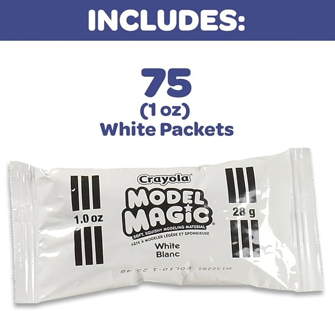Crayola Model Magic - White (75ct), 1oz Modeling Clay Alternative, Molding Air Dry Clay for Kids, Bulk Art Supplies, Must Have Teacher Classroom Essentials-CubbioJoy