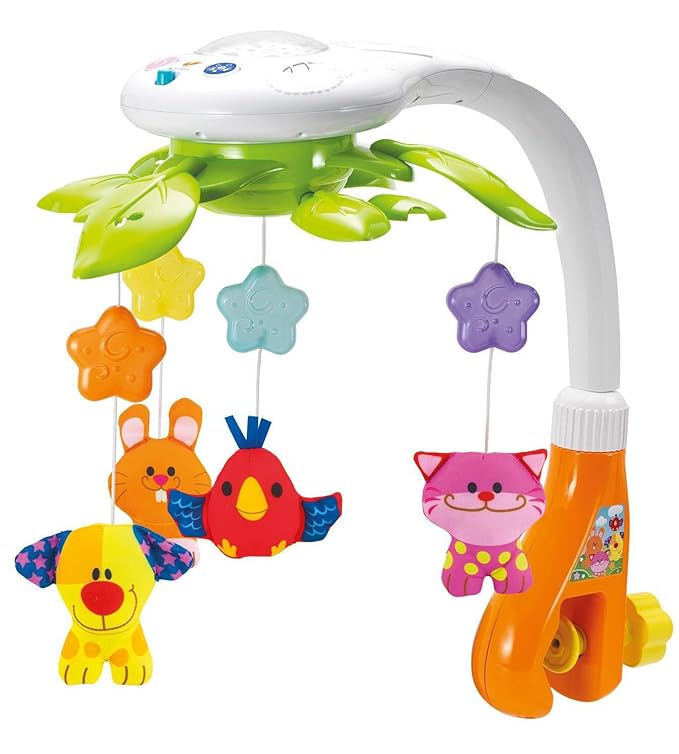 KiddoLab Baby Crib Mobile with Relaxing Music. Includes Ceiling Light Projector with Stars, Animals. Musical Crib Mobile with Timer. Nursery Toys for Babies Ages 0 & Older-CubbioJoy