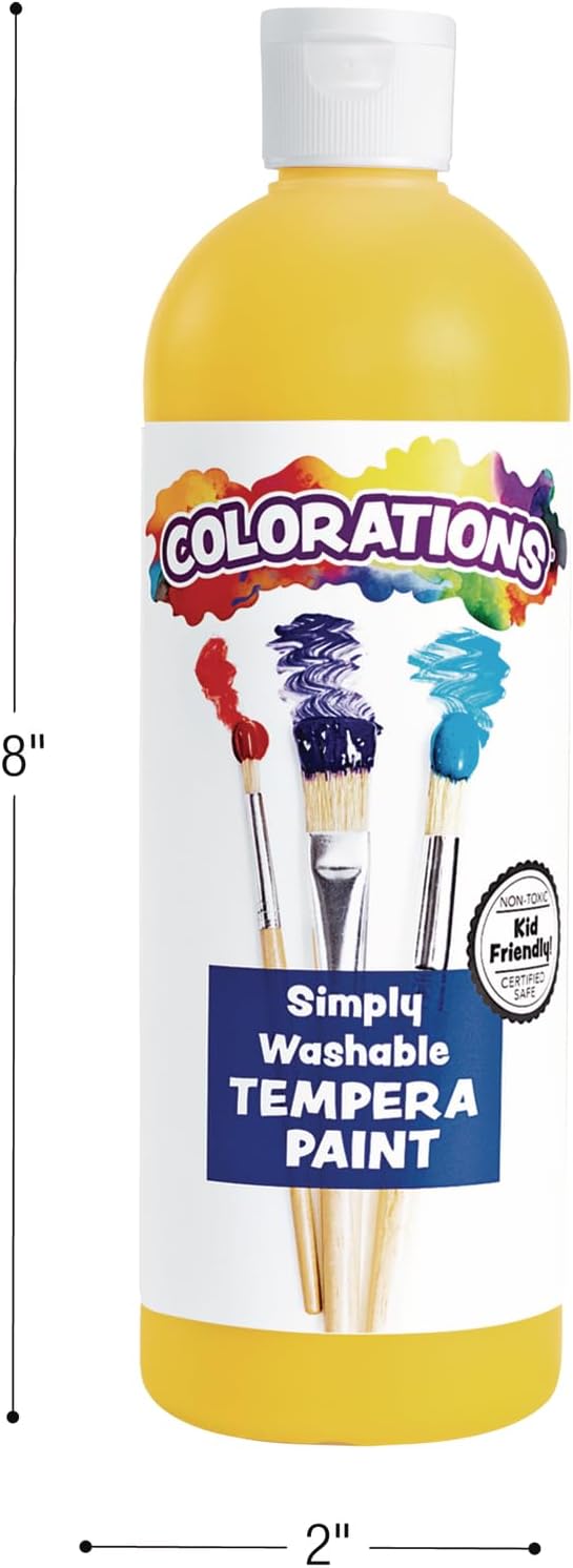 Colorations - SWT16 Simply Washable Tempera Paints, 16 fl oz, Set of 11 Colors, Non Toxic, Vibrant, Bold, Kids Paint, Craft, Hobby, Arts & Crafts, Fun, Art Supplies-CubbioJoy