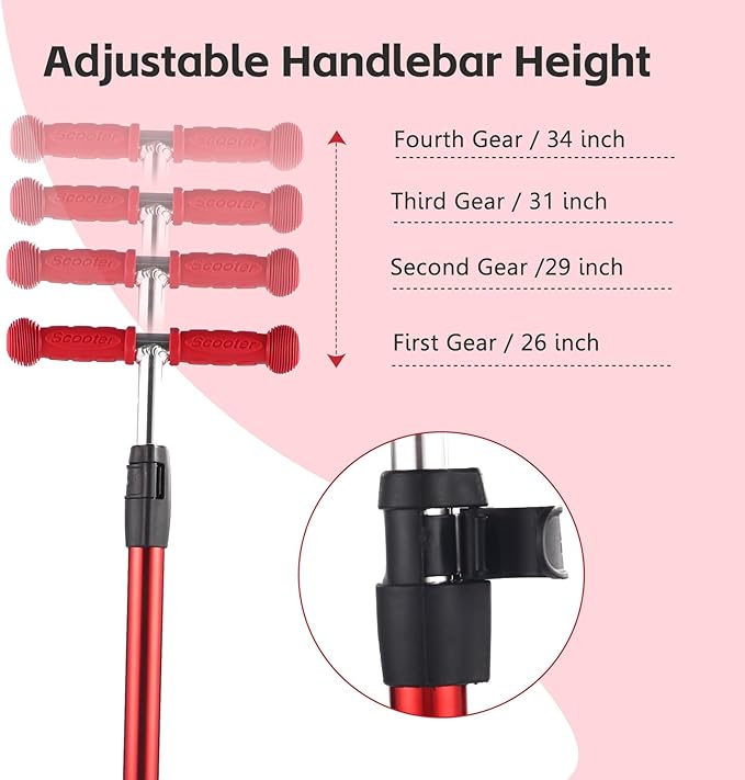 3 Wheel Scooter for Kids Ages 6-12,Kids Scooter with Light Up Wheels, Sturdy Deck Design, and 4 Height Adjustable Suitable for Kid Ages 3-12-CubbioJoy