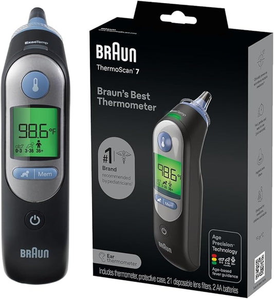 Braun ThermoScan 7 Digital Ear Thermometer for Adults, Babies & Infants, Age-Adjusted Fever Guidance, No. 1 Brand Recommended by Pediatricians-CubbioJoy
