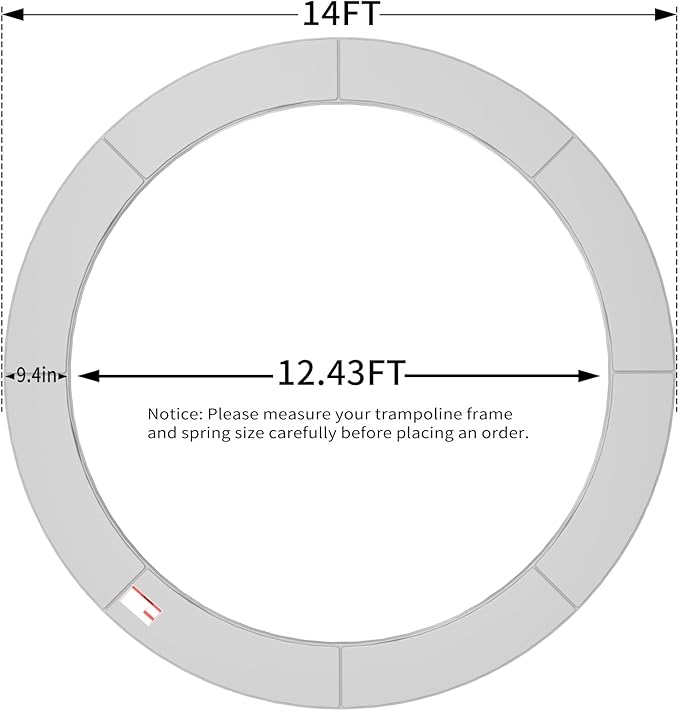 16FT/15FT/14FT/12FT/10FT Trampoline Safety Pad Replacement, Round Trampoline Spring Protection Cover, Fits 16FT/15FT/14FT/12FT/10FT Frames, Water-Resistant Trampoline Accessories-CubbioJoy