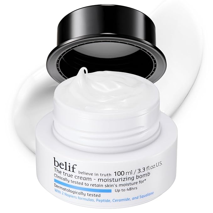 belif Moisturizing Bomb – Daily Ceramide Moisturizer with Peptide & Squalane, 48hr Hydration & Anti-Aging Cream, Milky & Lightweight, Restores Skin Barrier, Korean Skincare, 3.3 fl oz (100ml)-CubbioJoy
