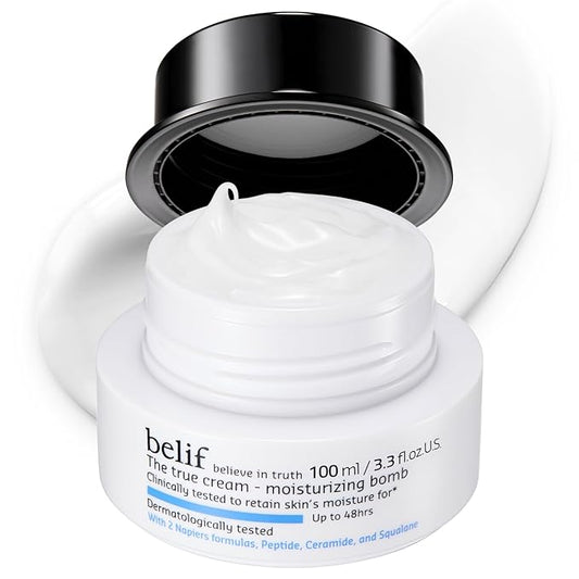 belif Moisturizing Bomb – Daily Ceramide Moisturizer with Peptide & Squalane, 48hr Hydration & Anti-Aging Cream, Milky & Lightweight, Restores Skin Barrier, Korean Skincare, 3.3 fl oz (100ml)-CubbioJoy