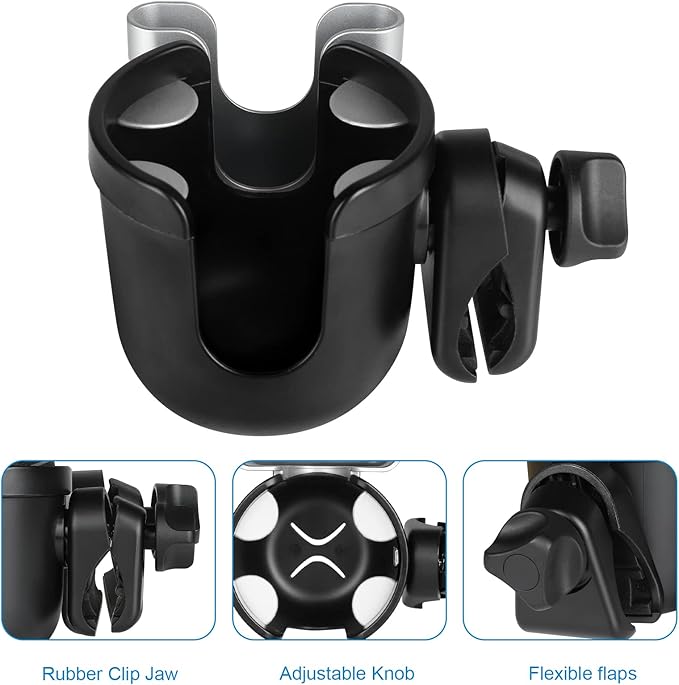 Accmor Stroller Cup Holder with Phone Holder, Bike Cup Holder, Universal Cup Holder for Uppababy Nuna Doona Strollers, 2-in-1 Cup Phone Holder for Stroller, Bike, Wheelchair, Walker, Scooter-CubbioJoy
