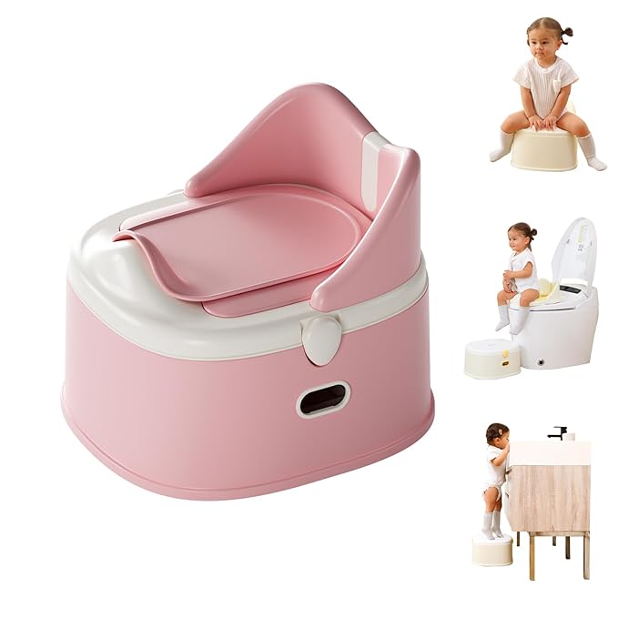 3 in 1 Toddler Potty Training Toilet Seat Potty Seats with Steps Ladder foldable Potty Train Chair Adapter for Toddlers Kids Boys Girls Child Baby Must Haves Step Stool Essentials Portable Stairs-CubbioJoy