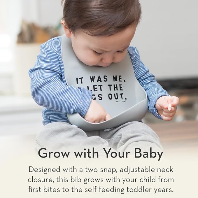 Baby Bib for Eating by Bella Tunno, Waterproof Silicone Bib with Large Food Catcher, Adjustable Fit for Babies 4-12 months & Toddlers 1-3 Years, Boys & Girls, Single and Unemployed-CubbioJoy