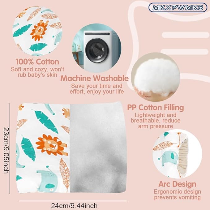 Cozy Cradle Pillow, Cozy Cradle Arm Pillow, Baby Nursing Pillow Head Support Pillow for Breastfeeding Bottle Feeding (Deer Elephants)-CubbioJoy