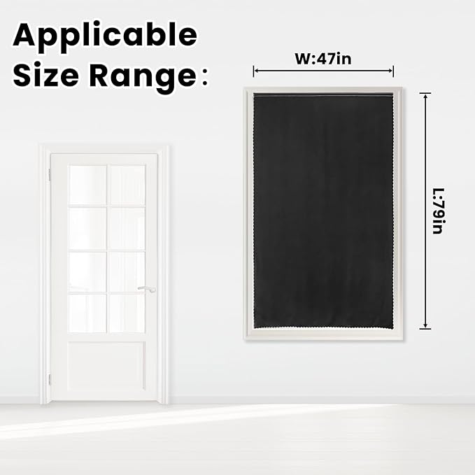 Adhesive Blackout Curtains- Self Stick Shades Window Blinds Curtains No Rod Needed Easy to Hang Curtains, Use for Bedroom, Living Room, Dining Room, Kitchen, Home Office, 47"W X 79"L, Black, 1 Panel-CubbioJoy