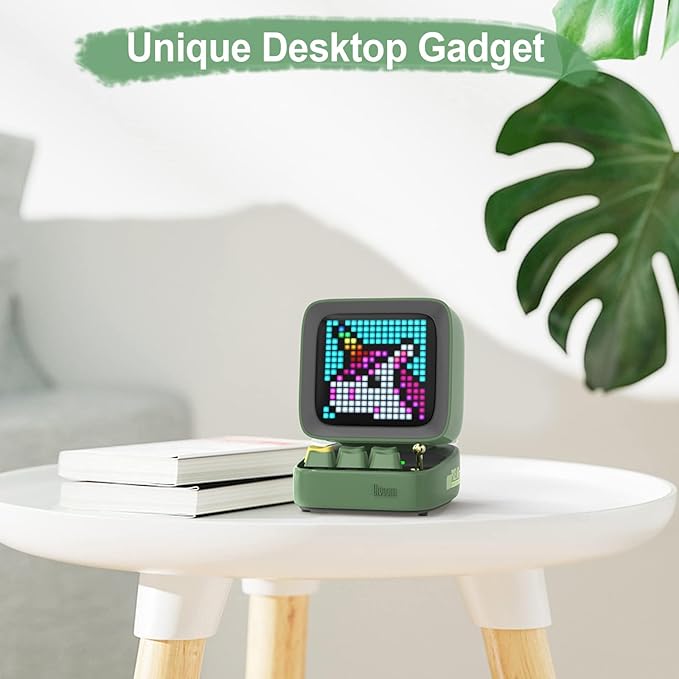 Divoom Ditoo Programmable Pixel Art LED-Bluetooth-Speaker Showing-Clock Emoji DIY Design for Home Wedding Party Decoration with Wireless App Control (Green)-CubbioJoy