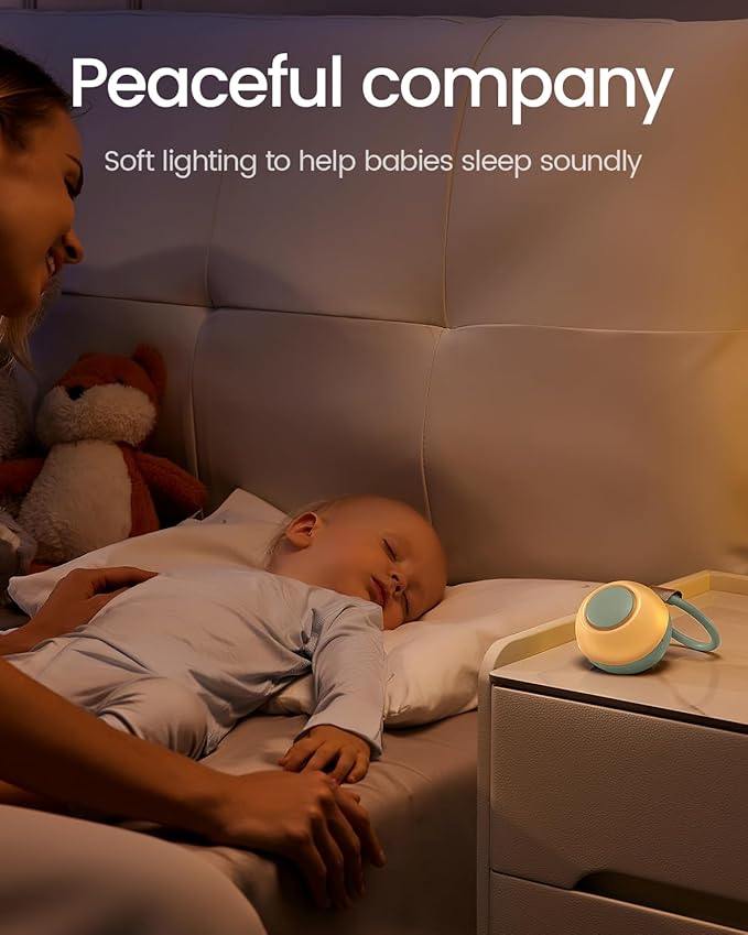 2025 Mom's Choice Awards, Portable Sound Machine for Baby Adult, AI Cry Detection, 18 Soothing Sound, Bluetooth Rechargeable White Noise Machine for Home Office Travel, Nursery Light, Green-CubbioJoy