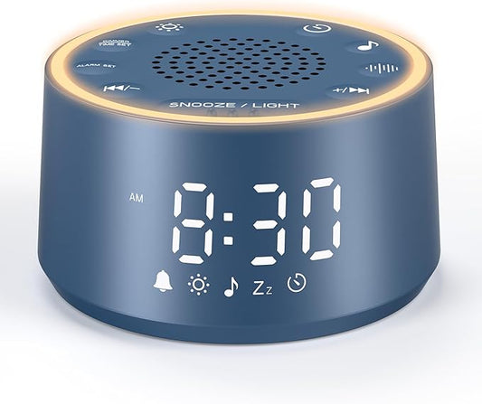 Dreamegg Sound Machine & Alarm Clock - White Noise Machine with 7 Wake-Up Sounds, 0-100% Dimmable, Night Light, Sound Machine for Sleeping, Office, Home, Travel Essentials Gift, Navy-CubbioJoy