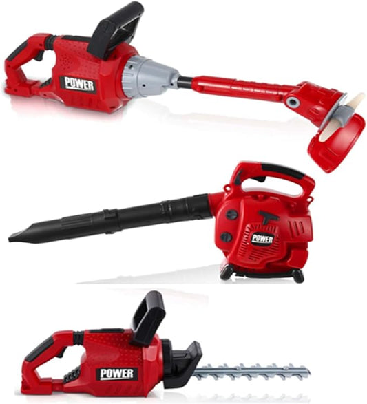 3 Pcs Toy Gardening Tool Set for Kids Toy Leaf Blower Weed Trimmer Hedge Trimmer Pretend Play Set with Lights and Sounds Birthday for Boys Girls-CubbioJoy