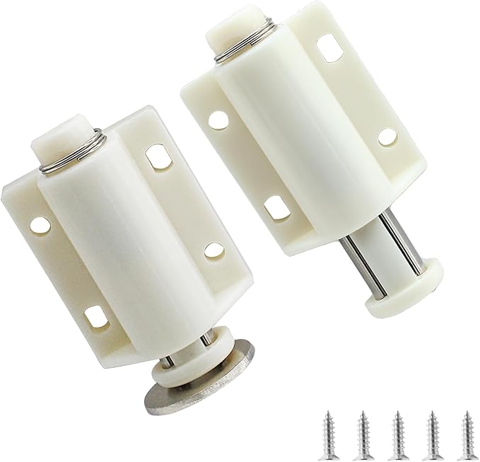 2 Pack Magnetic Touch Latch, Cabinet Push Open Catches Magnet Push Release Latches Hardware for Kitchen Cabinet Drawer Cupboard Closet Door (White)-CubbioJoy