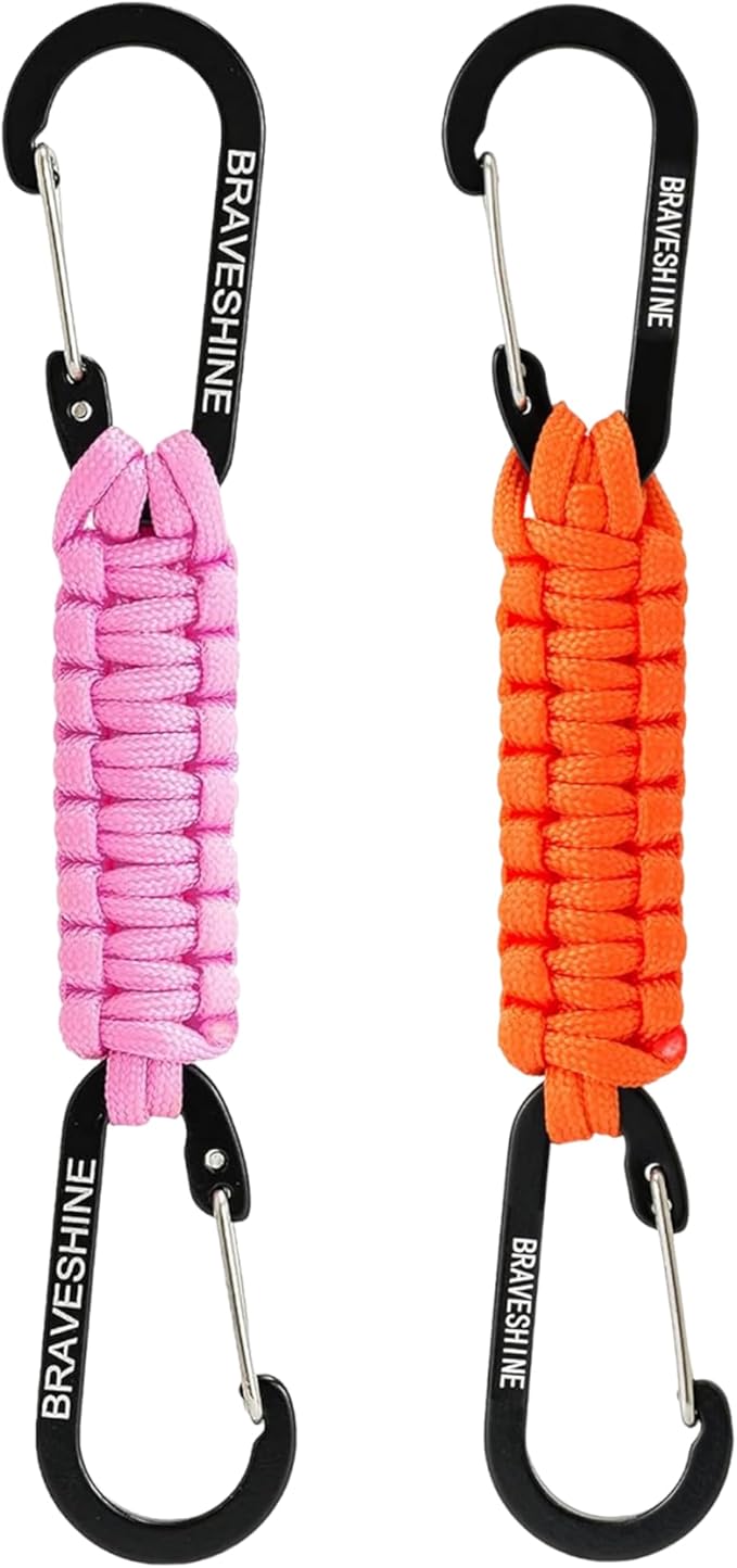 BRAVESHINE Paracord Keychain Carabiner Clip, D Ring Lanyard Hanger Stroller Hook for Water Bottle, Key, Backpacks, Men, Women-CubbioJoy