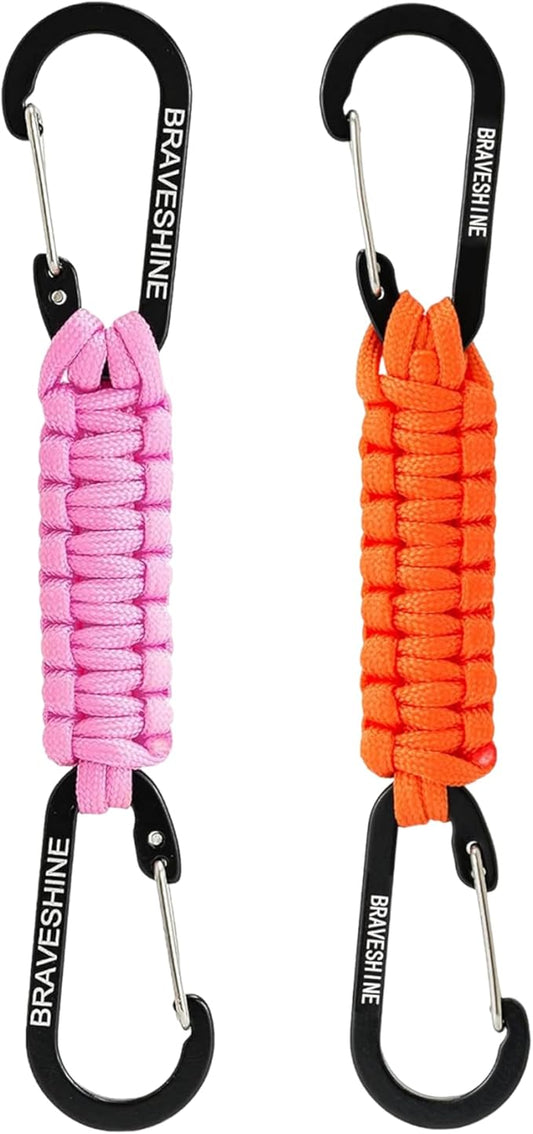 BRAVESHINE Paracord Keychain Carabiner Clip, D Ring Lanyard Hanger Stroller Hook for Water Bottle, Key, Backpacks, Men, Women-CubbioJoy