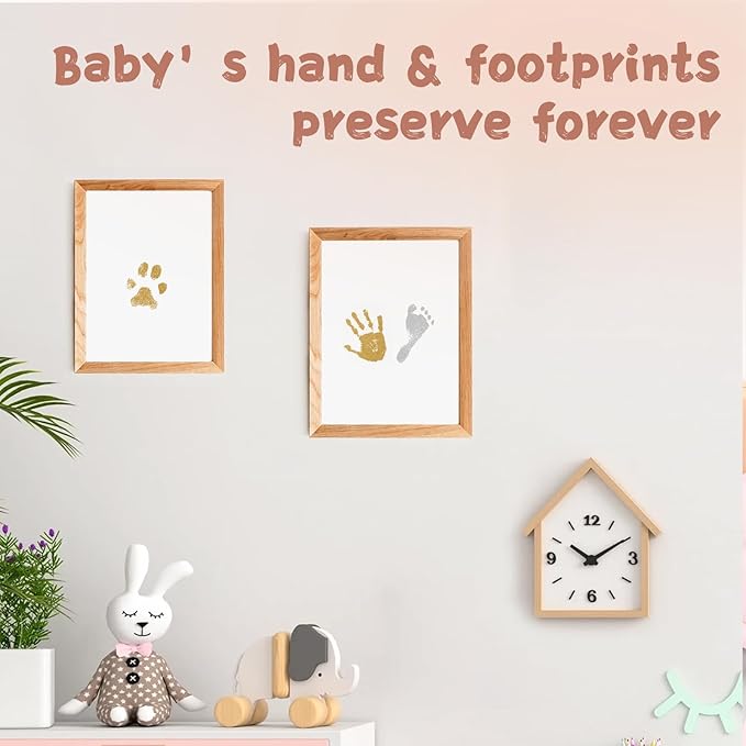 Inkless Baby Hand and Footprint Kit,Clean-Touch Ink Pad Kit,Safe No Mess Printing Infant Hand Foot Stamp,4 Pack Newborn Inkless Print Pads Best Keepsake or Gifts for Family-CubbioJoy